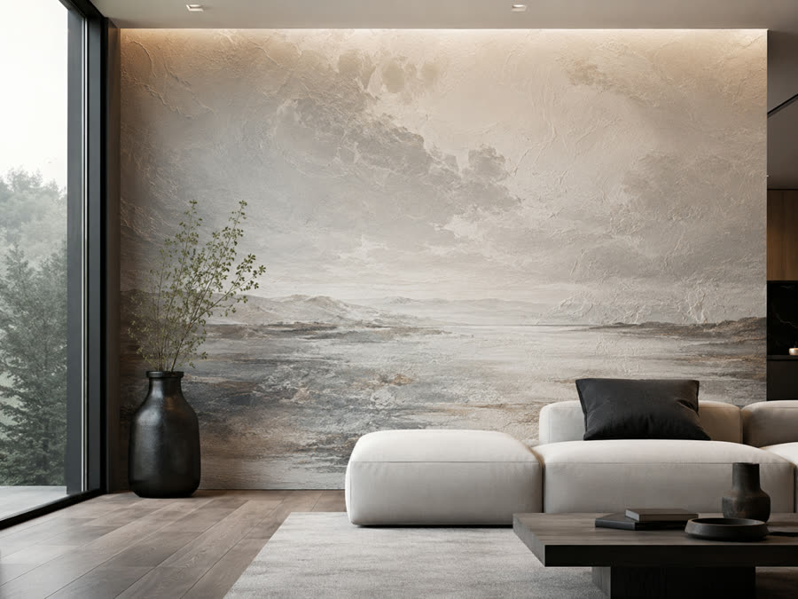Fotomural en pared de living